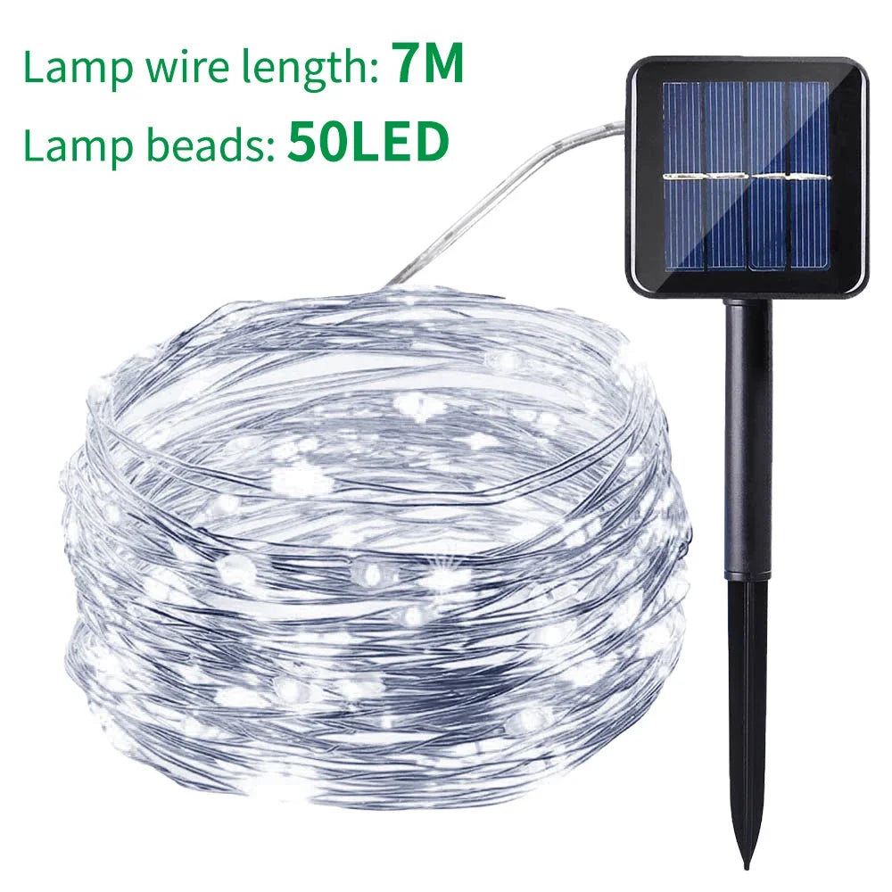 guirlande solaire led jardin 20 lampes modes éclairage ip65 moderne globes verre transparent piquets