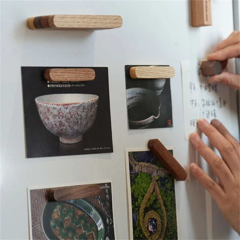 aimants clips magnétiques bois naturel minimaliste modernes stickers papier motif rayé set