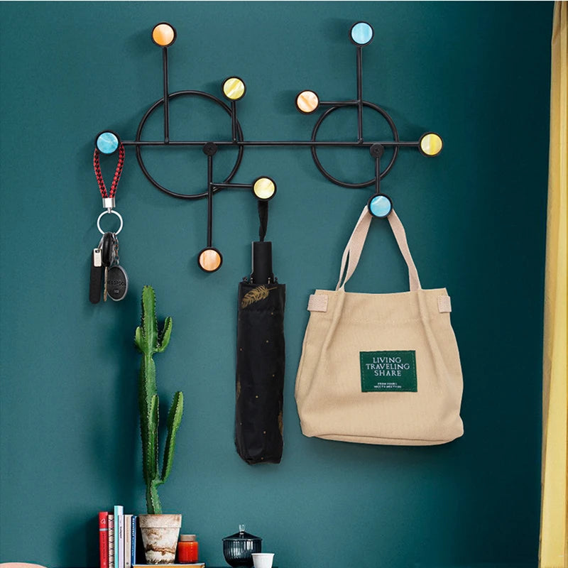porte clés mural moderne circulaire multicolore crochets brillant respectueux environnement