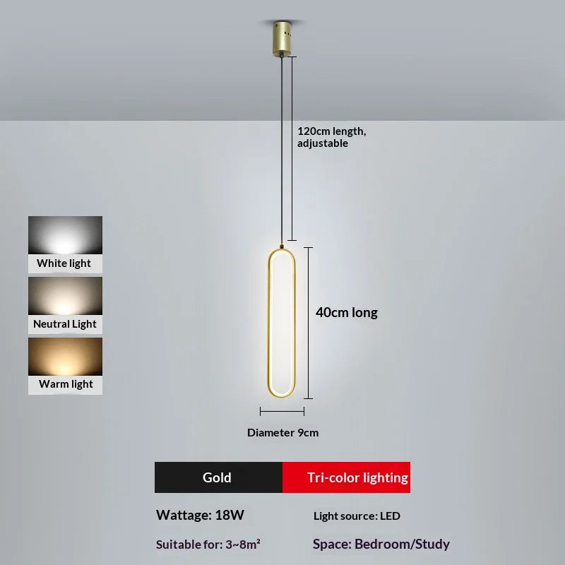 Lampe suspendue LED noir doré minimaliste intérieur chambre coucher flux lumineux faible montage semi