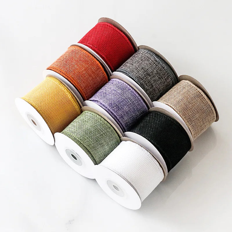 ruban tissu jute imitation largeur 4cm yards rustique couleurs naturelles décoration festive emballage cadeaux