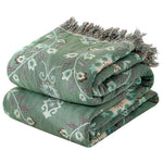 couverture coton jacquard fleur complexe vert beige marron rose traditionnelle hiver été canapé lit