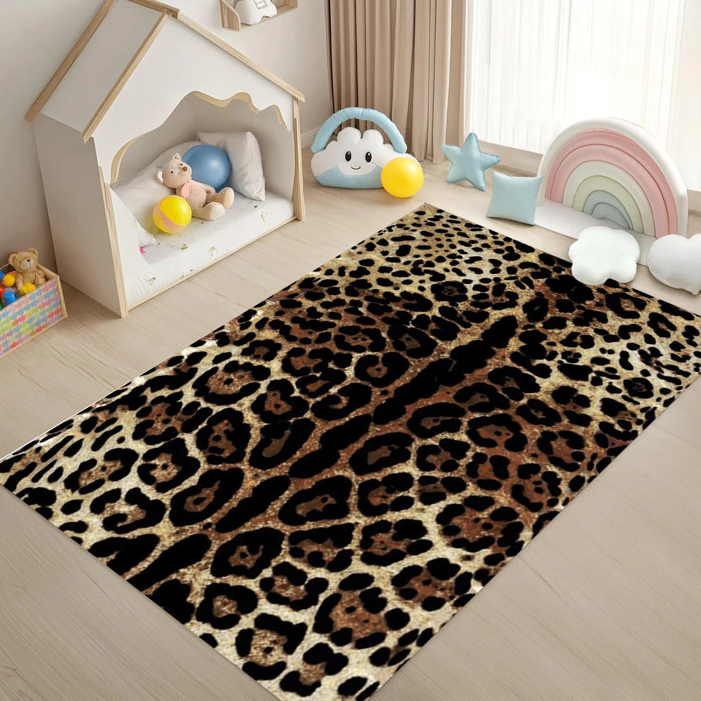 tapis imprimé léopard moderne anti dérapant polyester lavable extérieur décoration maison salon chambre prière
