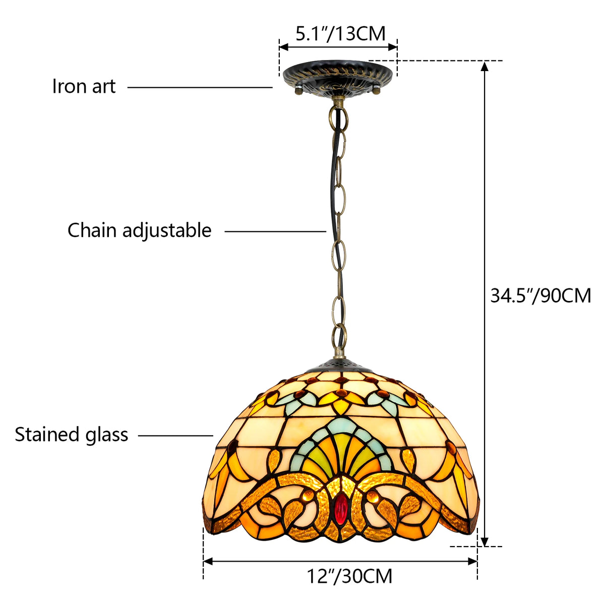 Lampe suspendue Art Nouveau verre coloré floral chambre cuisine restaurant