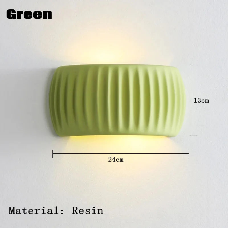 applique murale moderne vert clair citrouille rayures verticales led chambre couloir decorationintérieur