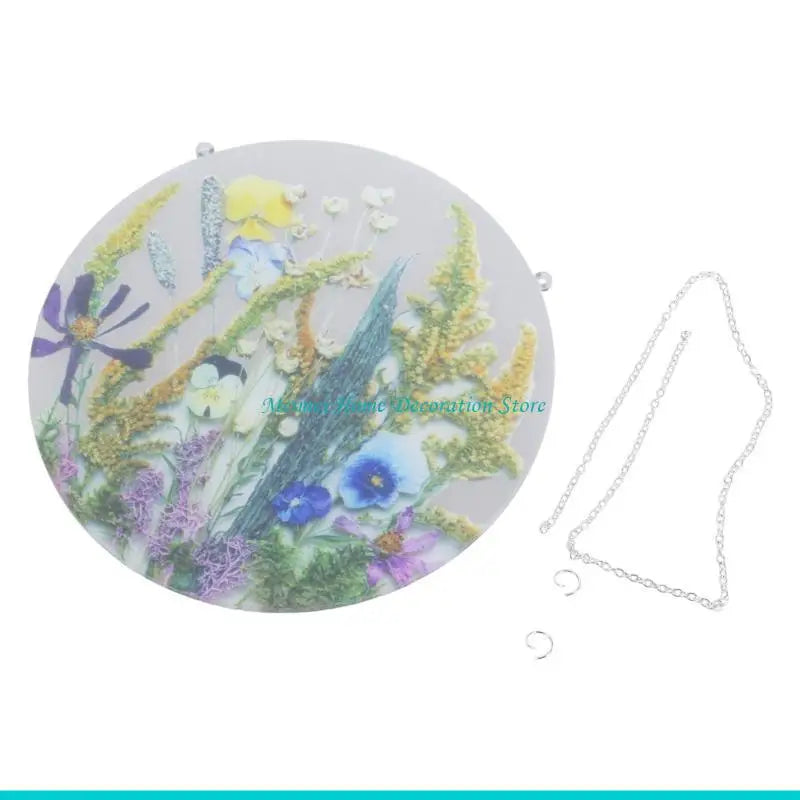 porte clés fleurs séchées multicolore chaîne métal moderne décoratif transparent
