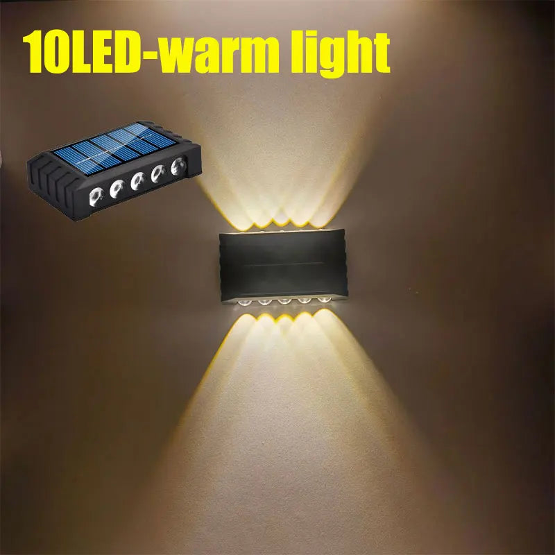 lampe murale solaire led moderne extérieure décoration jardin lumière jaune bleu