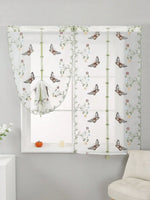 rideau transparent papillons fleurs brodé polyester blanc vert rouge bleu marron 80x130cm 80x160cm