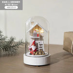 décoration noël miniature maison verre animaux sapin cadeaux lettres noel base plate