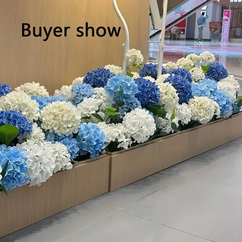 décoration intérieure bouquet artificiel hortensia classique bleu blanc rose vert élégant transparent