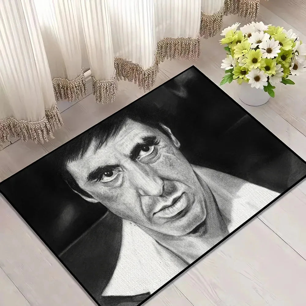 tapis scarface floral moderne vert noir blanc salle bain chambre salon absorbant antidérapant polyester
