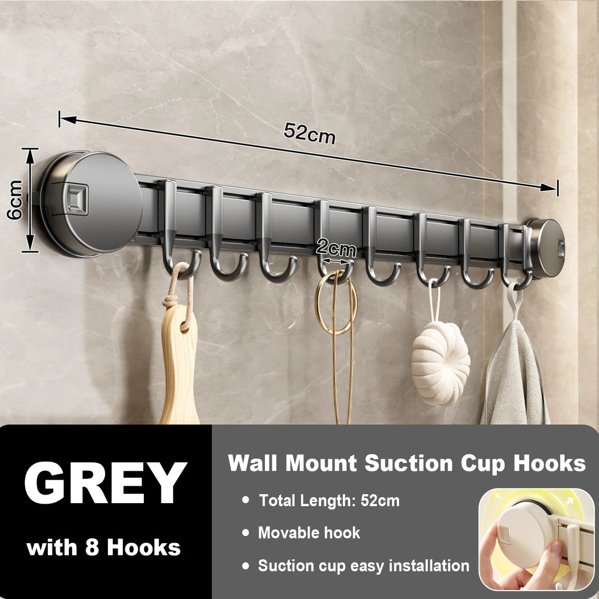 porte serviettes mural gris moderne crochets adhésion ventouse sans perçage