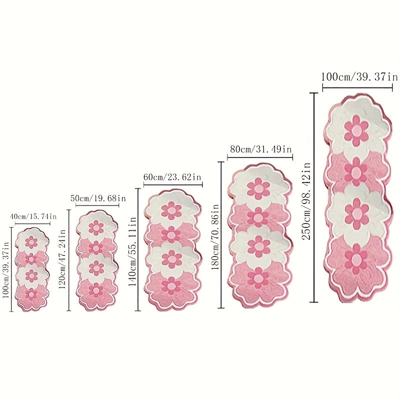 tapis fleurs rose moderne antidérapant polyester maison voyage prière chambre sdb cuisine