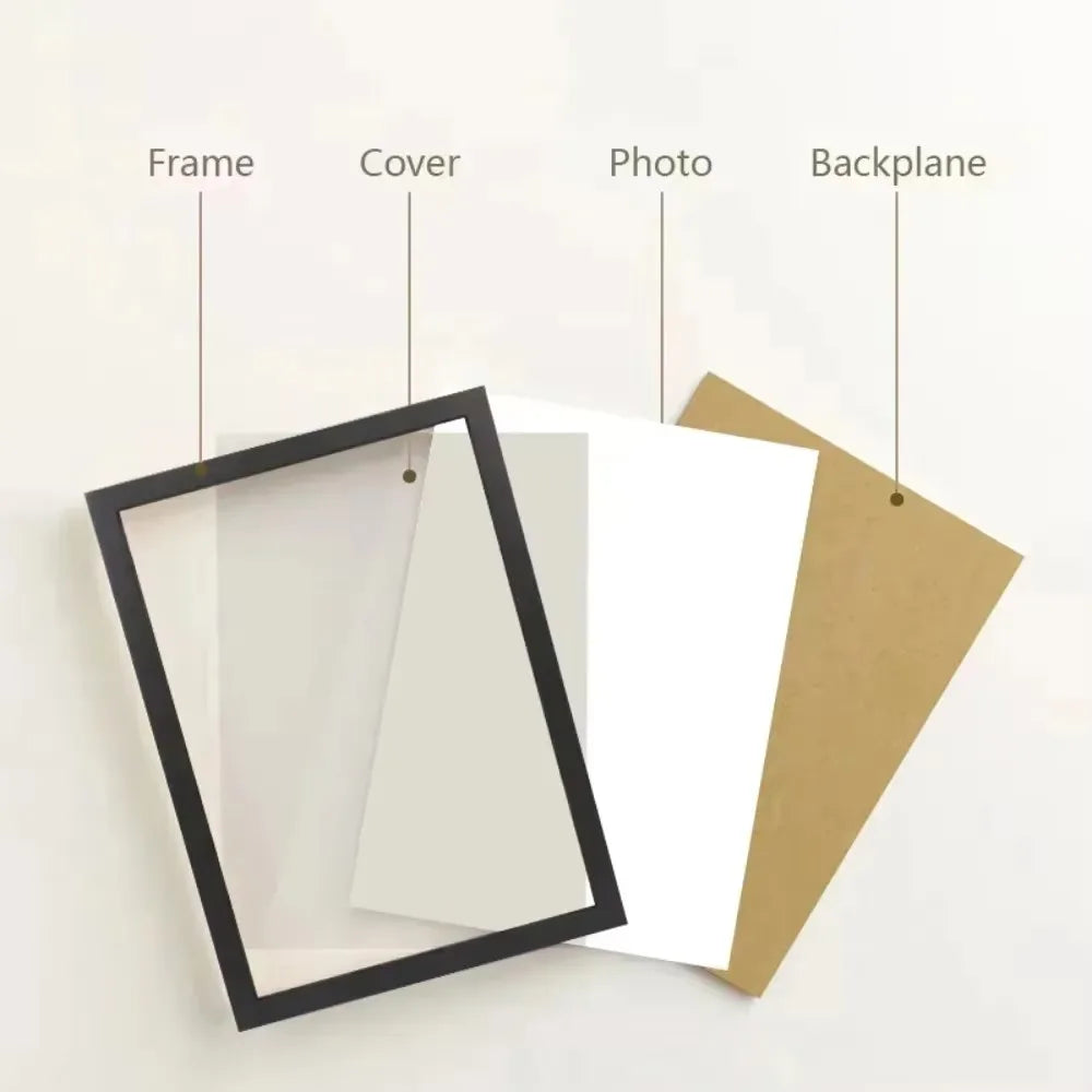 cadre photo moderne minimaliste noir blanc bois acrylique clips ressort accrochage mural photo 21x30