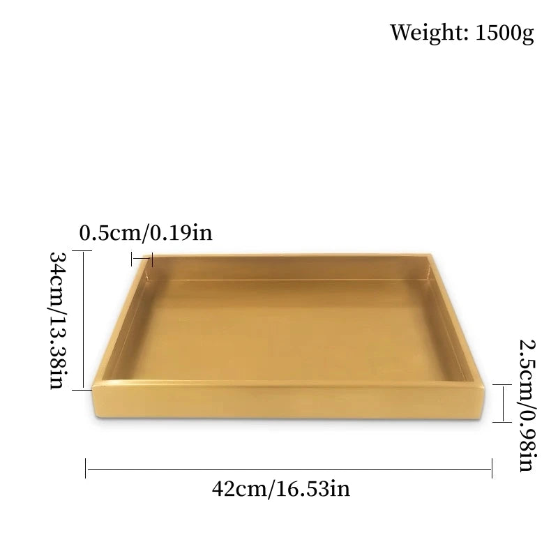 plateau carré doré moderne métal lisse brillant maison salle manger