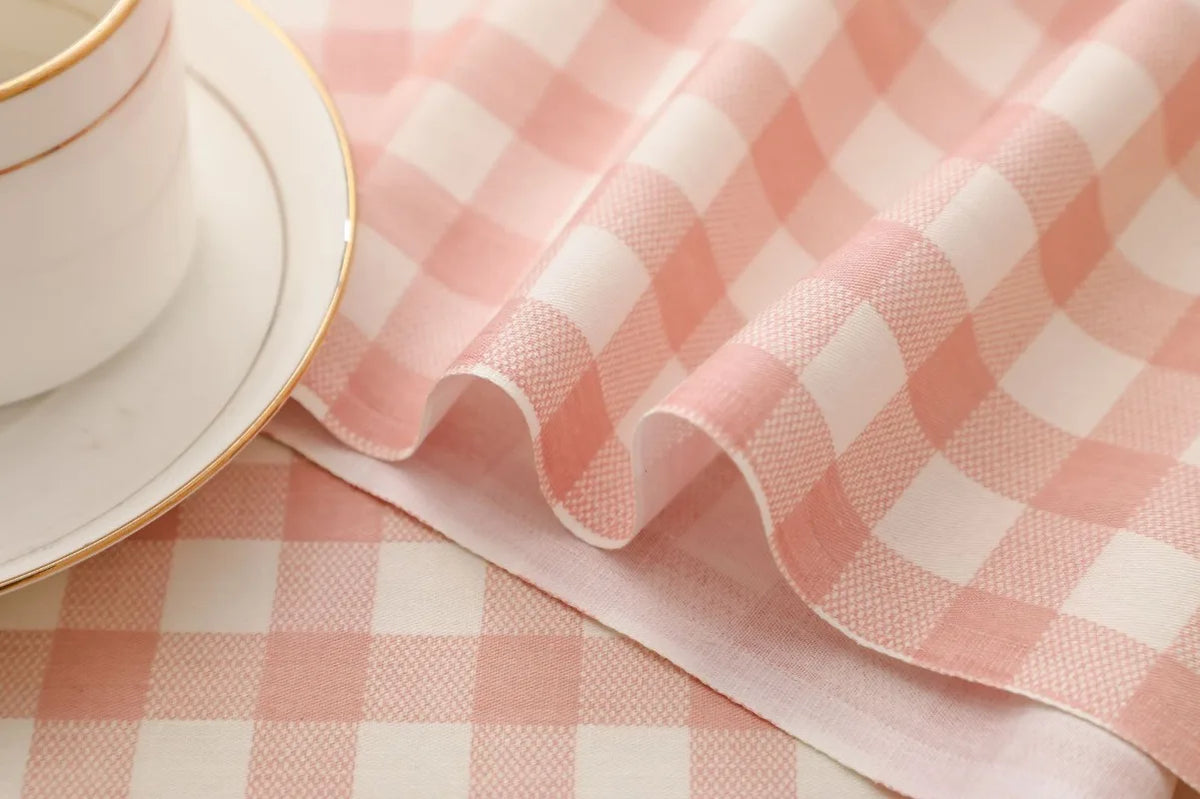 tissu coton imprimé carreaux rose gris bleu beige orange classique serviettes table 160cm non