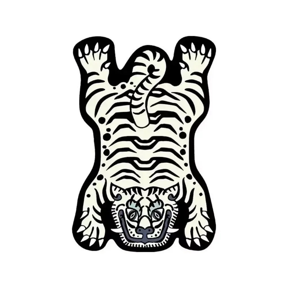tapis orange tigre stylisé moderne antidérapant polyester velouté graphique salon chambre