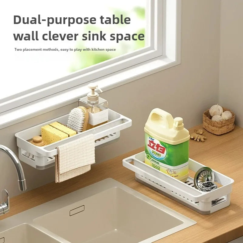 organisateur évier blanc moderne trappe récupération éponge bouteille doseuse brosse liquide vaisselle