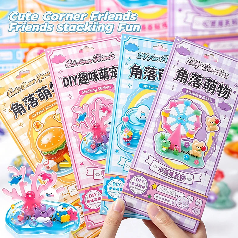 jouets construction 3d multicolores motifs animaux textures brillantes adhésif kawaii enfantin pièces base plate