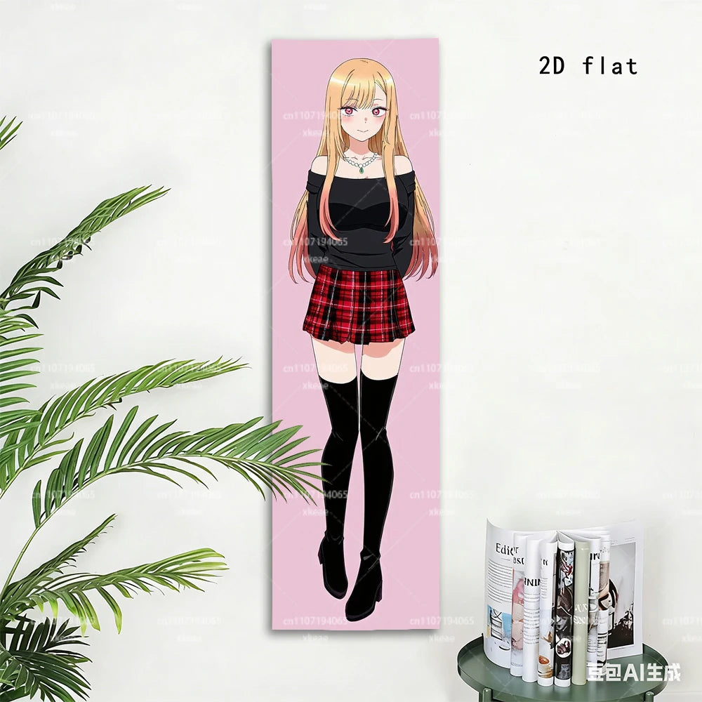tapisserie animée carreaux rouge noir rose chambre otaku 2d tissu polyestère grande taille