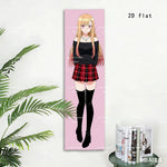 tapisserie animée carreaux rouge noir rose chambre otaku 2d tissu polyestère grande taille