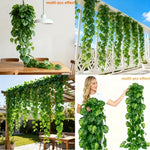 décoration intérieure plante artificielle verte feuilles grandes vigne moderne opaquement sans pot