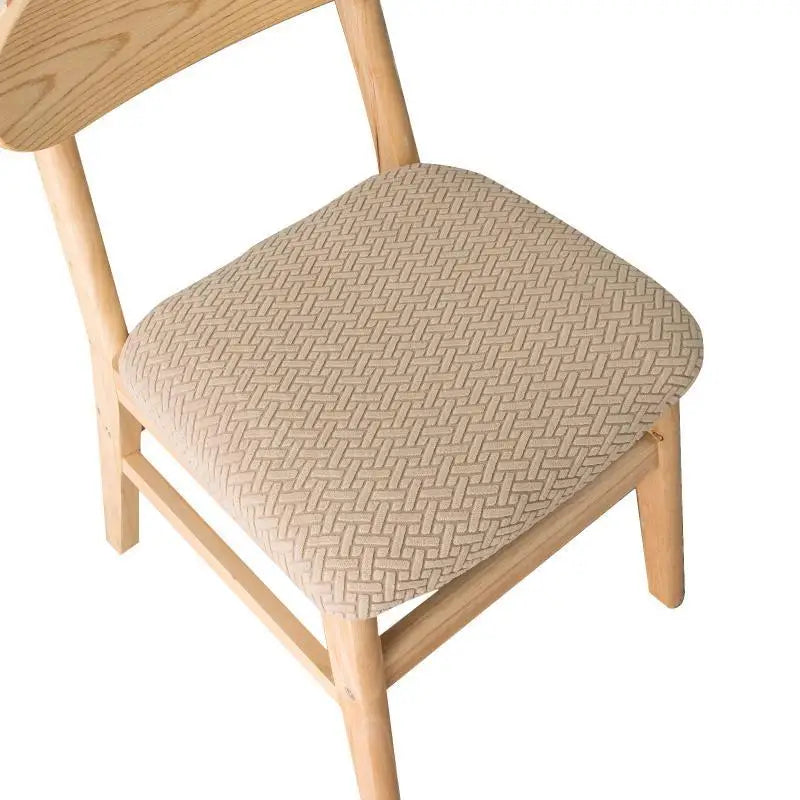 housse chaise moderne tissu géométrique polyester coton gris bois naturel