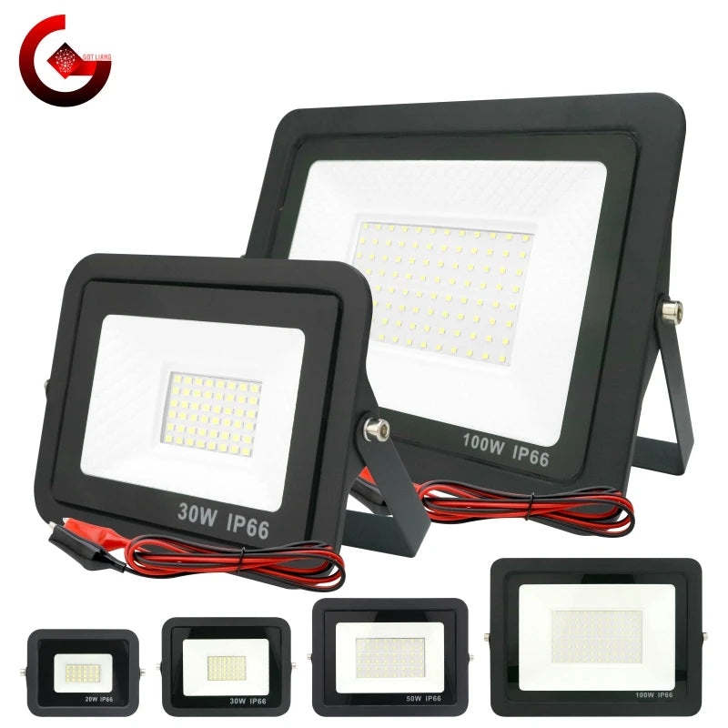projecteur led 12v noir moderne ip66 20w 30w 50w 100w clips alu 50000h