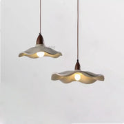 lampe suspendue moderne minimaliste texturée blanc cassé marron nervures rugueuse led chambre salon
