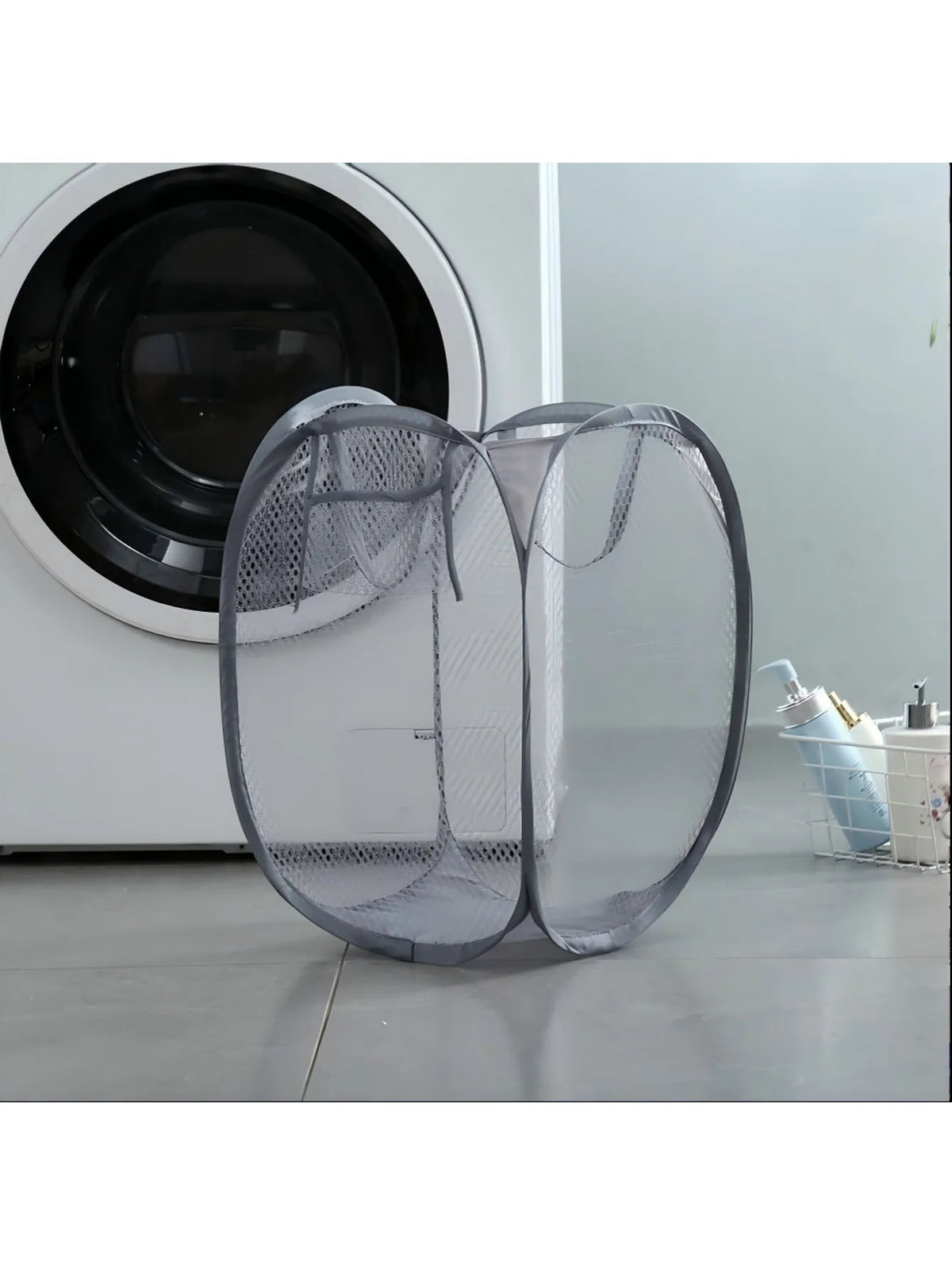 panier linge pliable maille polyester noir blanc moderne grande capacité