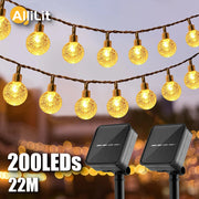 guirlande solaire extérieure 200 led jaune noir ampoules translucides panneau solaire festif jardin soirée