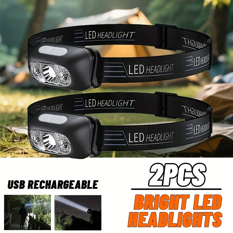 lampe frontale led rechargeable camping usb noir ajustable ipx4 waterproof jogging