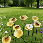 supports papillons artificiels fleurs simples modernes décoratifs tringles rose blanc jaune vert