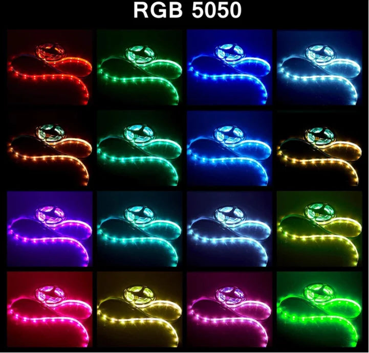 ruban led rgb flexible usb telecommande éclairage d'ambiance salon moderne adhésif noir