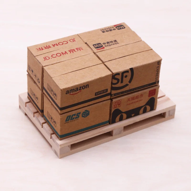 boîtes carton simulation marron imprimé noir blanc accessoires miniatures décoration pratique utilitaire pièces