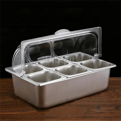 Corbeille à pain en acier inoxydable rectangle avec couvercle transparent sur table de cuisine