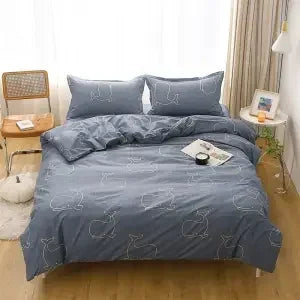 ensemble literie moderne housse couette drap plat taies oreiller fleurs gris rose blanc