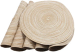 placemat rond rayures concentriques beige clair moderne respectueux environnement tissu polyester coton set table
