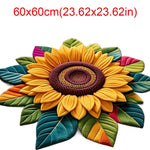 tapis fleur tournesol jaune vert moderne 60x60cm polyester antidérapant salon chambre