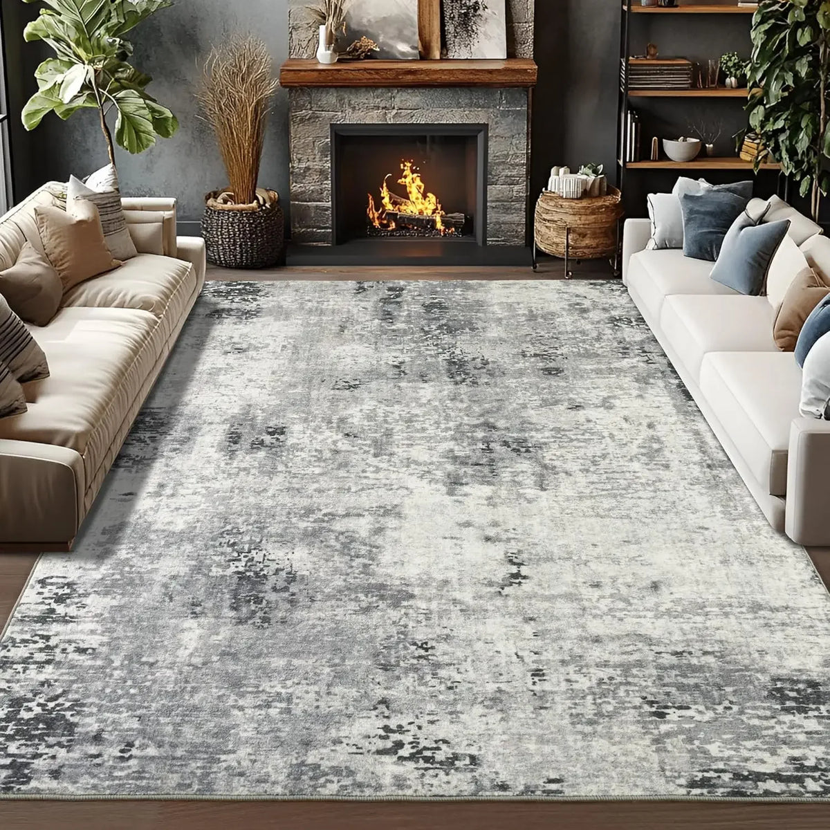 tapis moderne abstrait bleu gris beige maison chambre prière extérieur salle bain commercialisation