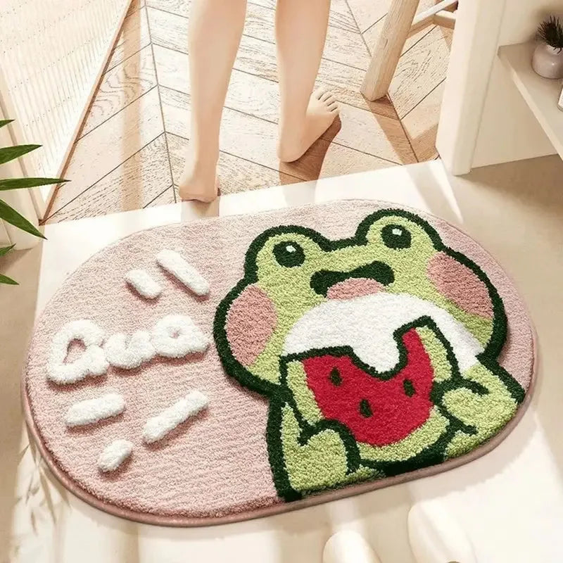 tapis sol décoratif mignon motif cartoon animaux fleurs doux absorbant salle bain maison