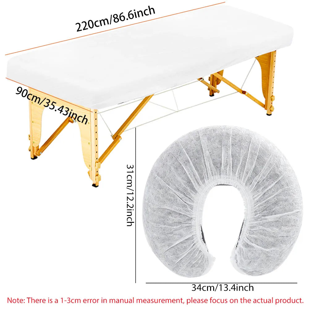 draps jetables massage blancs adhésifs couvre lits tête spa relaxation moderne pack 20pcs