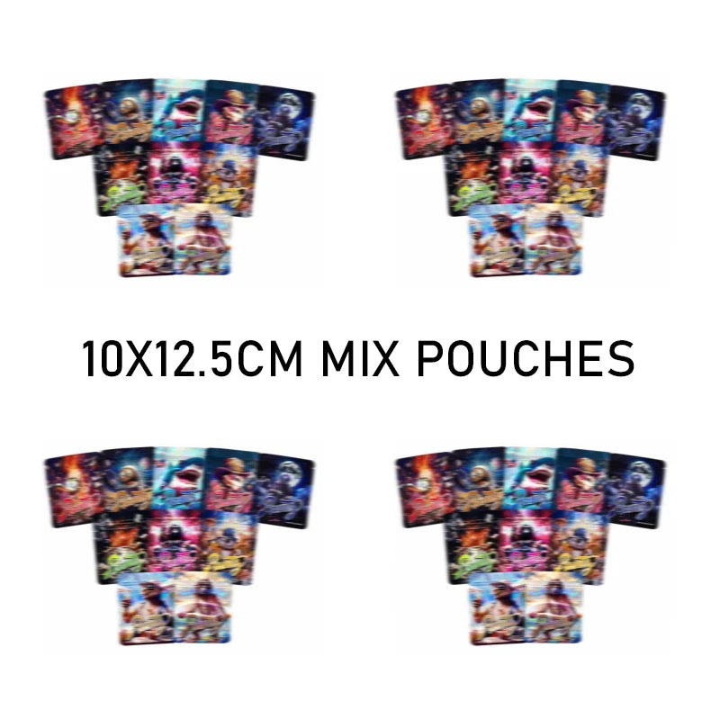 pochette plastique opaque dessin animé sac rangement biscuits épices fermeture éclair motif multicolore