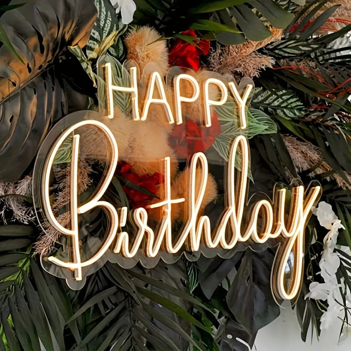décoration murale néon lumineux HAPPY Birthday transparent moderne câble USB included adjustable switch