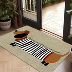 tapis moderne rayures noires blanches points blancs fond noir anti salissure antidérapant polyester