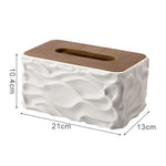 boîte mouchoirs moderne plastique blanc texture ondulée mouchoirs blancs bois foncé