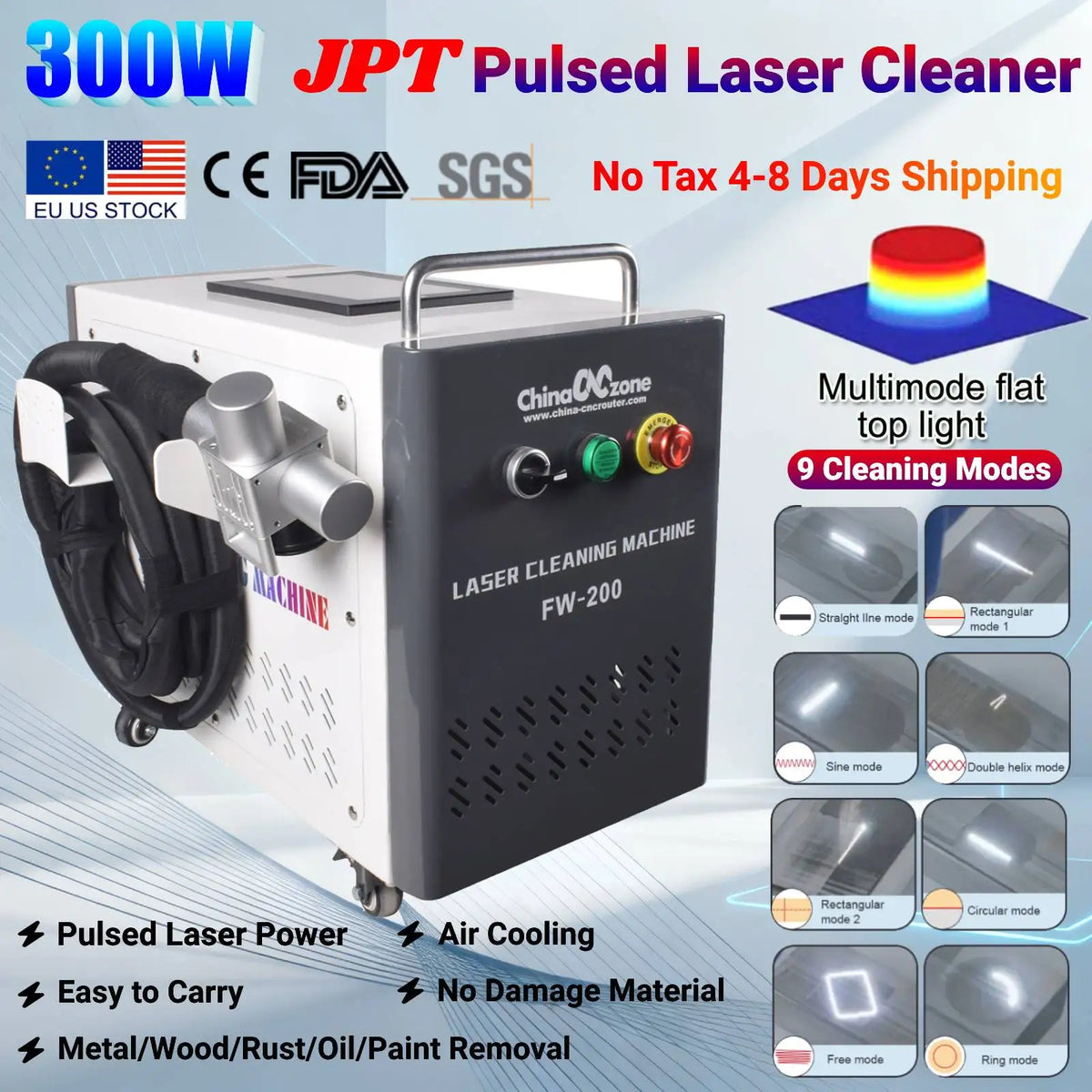nettoyeur laser industriel machine laser professionnel gris noir bleu écran tactile roulettes refroidissement air