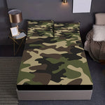 draps housses camouflage vert marron moderne lit imprimé polyester 100% sérigraphie qualité chambre coucher