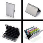 porte cartes acier inoxydable or argent 10 slots anti vol moderne clips
