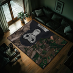 tapis gris noir blanc motif personnage moderne salon antidérapant résistant